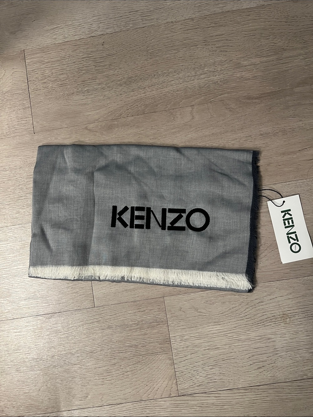 KENZO Gray Logo Scarf